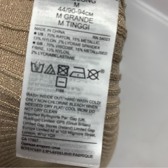 Express Ribbed Knit Midi Dress Medium Tall ‎ Gold Metallic Sparkle Sleeveless - Picture 9 of 10